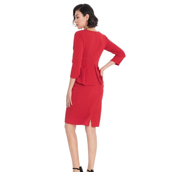 ALANTINO WORK OFFICE PEPLUM SILHOUETTE DRESS - Picture 3 of 5